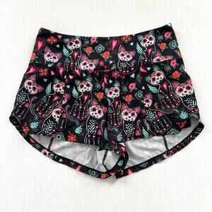 Constantly Varied Gear CVG Spooky Kitty Shorts Sugar Skull Cats Floral Print S